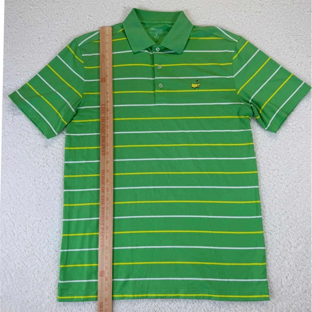 Masters Tech Mens Green Striped Short Sleeve Golf Polo Shirt Mens Size M - Picture 5 of 7